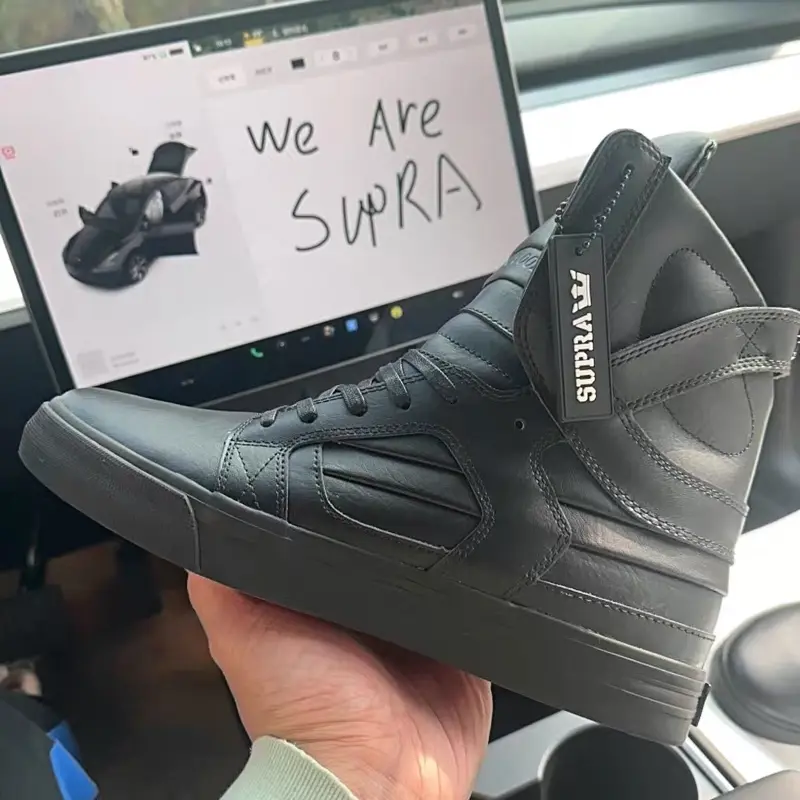Supra Skytop 2 II Triple Black Textured Leather Mens High Top