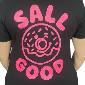 Sall Good Black T-shirt with Pink Glow-in-the-Dark Donut Text and Design Unisex