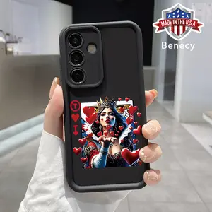 Phone Case Compatible with Samsung Galaxy S23 Ultra S24 Plus S25 S22+ Artistic Poker Queen Pattern TPU Lens Protection Durable Soft Cover Gift for Boy