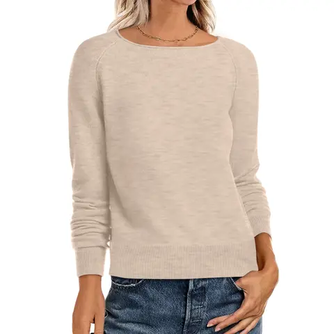 ANRABESS Womens Long Sleeve Boat Neck Casual Soft Lightweight Basic Pullover Sweater Top 2026 Fall Shirt Work Travel Outfits Knitwear Crewneck