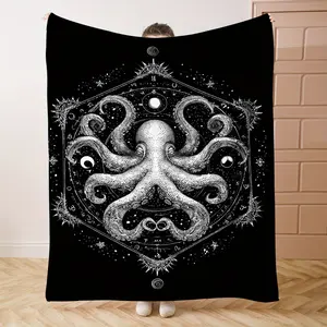 1PC OctopusPrint Flannel Blanket Beautiful and Comfortable Warm Nap Blanket for Sofa, Bed, Office, Car, Camping Travel Blanket, Home Decoration - Four Seasons Gift