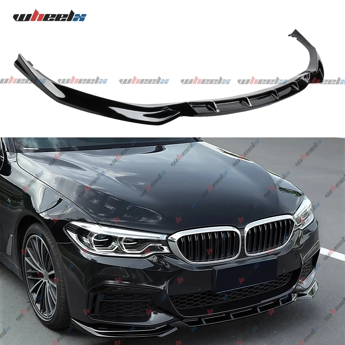 2017-2020 BMW 5 Series G30 G31 G38 M-Sport – Front Bumper Lower Lip Spoiler Splitter | Gloss Black | Fits 530i 540i 550i 4-Door Sedan | Body Kit