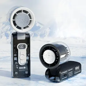 High-speed turbine refrigeration portable small fan 100-speed step-by-step speed adjustment long battery life 12 hours rechargeable USB interface - neck hanging can be illuminated - suitable for daily work and travel