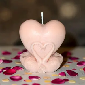 Swan Heart shaped scented candle