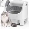 Best Seller | ECORUI Self - Cleaning - Litter Box Open Top Automatic with App Control for Multiple Cats Safety Sensors Protection Cream White 16.5"x17.3" Entrance 8L Compartment