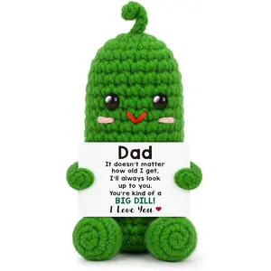 Fathers Day Dad Gifts from Daughter Son, First Father's Day Birthday Gifts for New Bonusdad Stepdad I Love You Best Dad Ever Gift for Soon to Be Dads Daddy Handmade Crochet Pickles Doll Dad's Gift