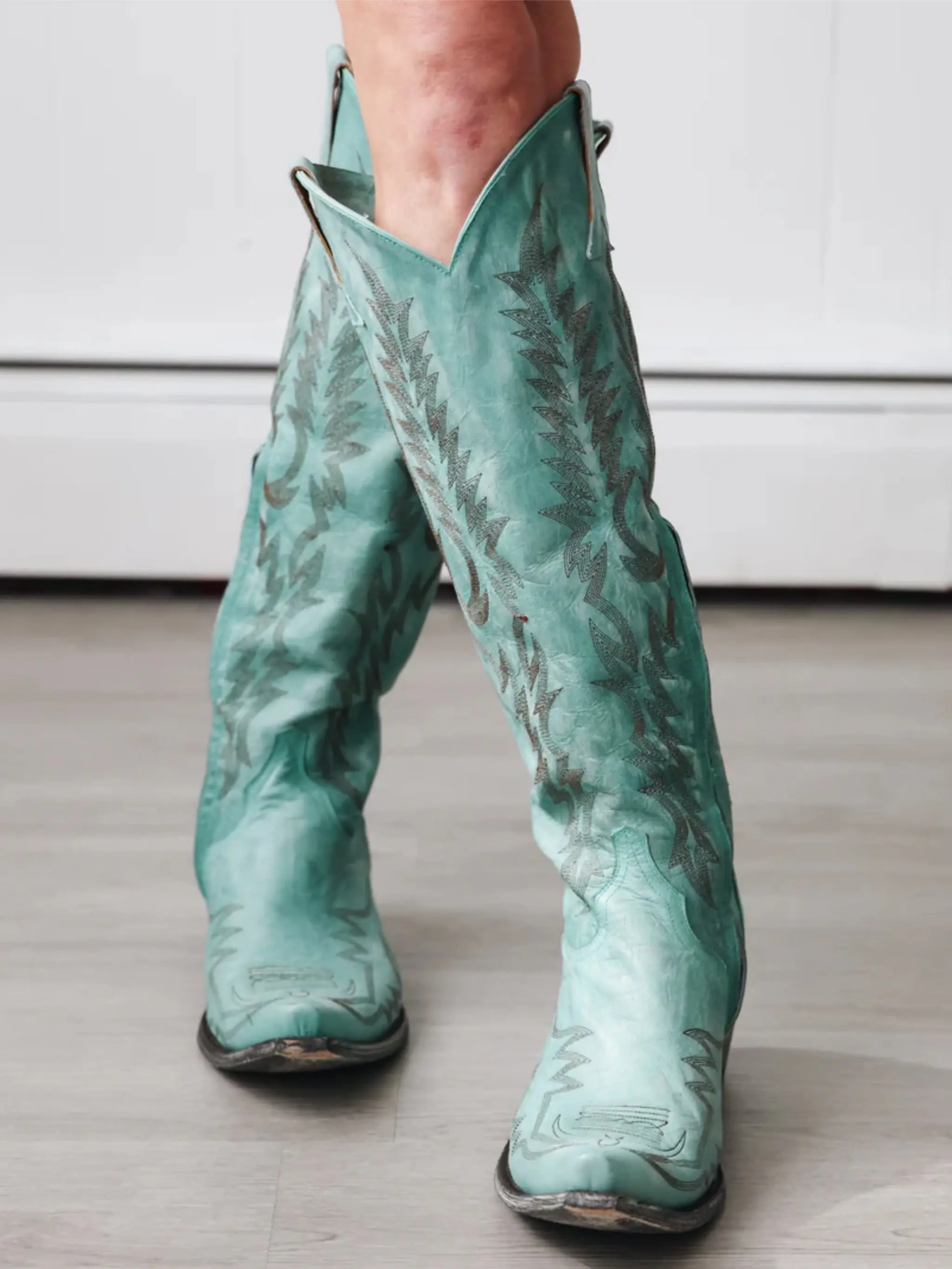Aqua Mayra Biss Tall Cowboy Boots by Old Gringo
