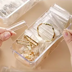 PVC Transparent Jewelry Storage Bag, Sealed Packaging Bag for Bracelets, Plastic Self-Seal Bag, Anti-Oxidation, Durable & Reusable