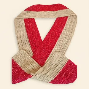 Red & Gold Sparkle Scarf  Extra Long Handmade Crochet  Football Fan Accessory  49ers Inspired
