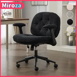 Criss Cross Chair with Flip-up Armrests, Cross Legged Office Chairs with Wheels, Comfy Swivel Chairs with Wide Seat for Women, Adjustable Makeup Vanity Chair for Apartment, Home, Office, Colorful