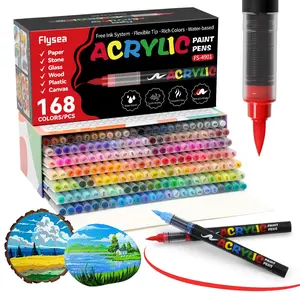 Acrylic Paint Soft Brush Markers Set, Acrylic Paint Pens, Art Drawing Supplies, Soft Brush Tip, Automatic Ink Control, Paint Markers for Wood, Stone, Canvas, Glass, Fabric, DIY Crafts