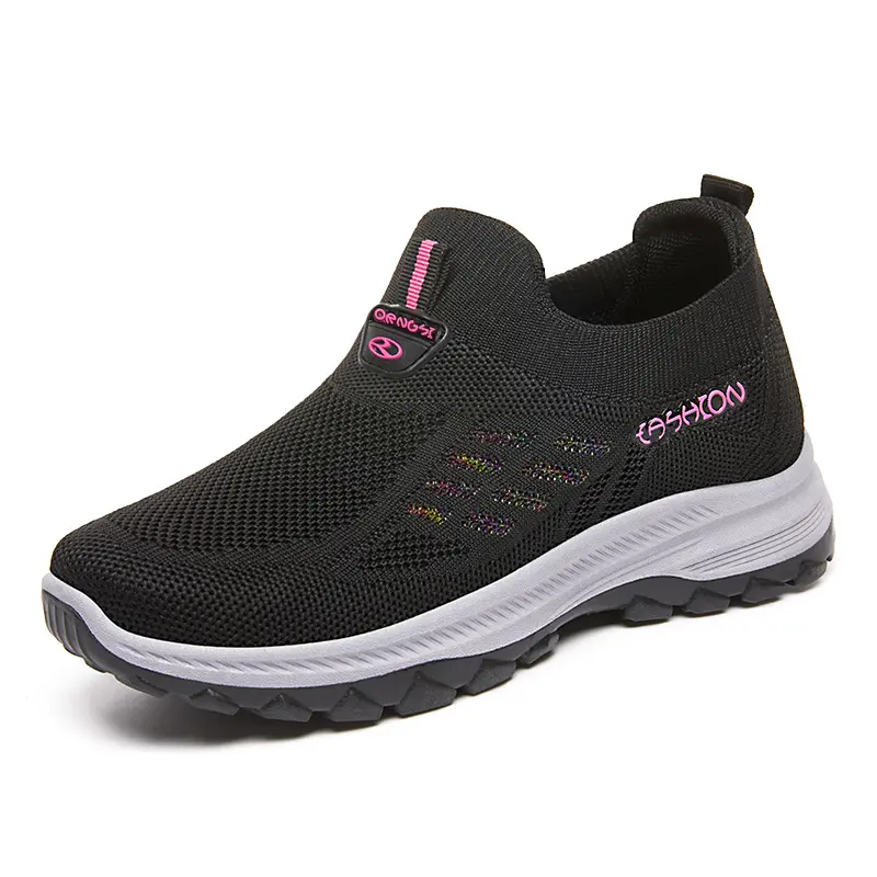 OFIREND|Women's Slip-On Mesh Flat Shoes, High Stretch Lazy Non-Slip Walking Sneakers, Ideal for Hiking, Travel & All-Day Standing Work