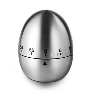 Egg-Shaped Mechanical Kitchen Timer, 60-Minute Battery-Free Countdown Reminder, Cute Timing Tool for Cooking & Baking, Stainless Steel Timer