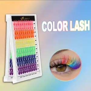Mixed Color Individual False  Lashes, 1 Box Natural Look Self Grafting Curling Eyelashes for Lash Extensions, Fake Eyelashes for Eye Makeup Enhancement, Cosmetic, DIY Eyelash Clusters