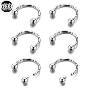 G23 Titanium Nose Ring Cuff, ASTM F136 Surgical Grade Titanium Nose Hoop, Hypoallergenic C-Shaped Nose Ring for Women Men, Body Piercing Jewelry for Nose, Ear, Lip, Cartilage