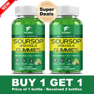 Buy 1 Get 1 Free Soursop Graviola Gummies 2000Mg Supplement with Vitamin C, Zinc - Absorption, Supports Cell Health, Promotes Digestion, Enhances Immunity, Antioxidant, Non-GMO