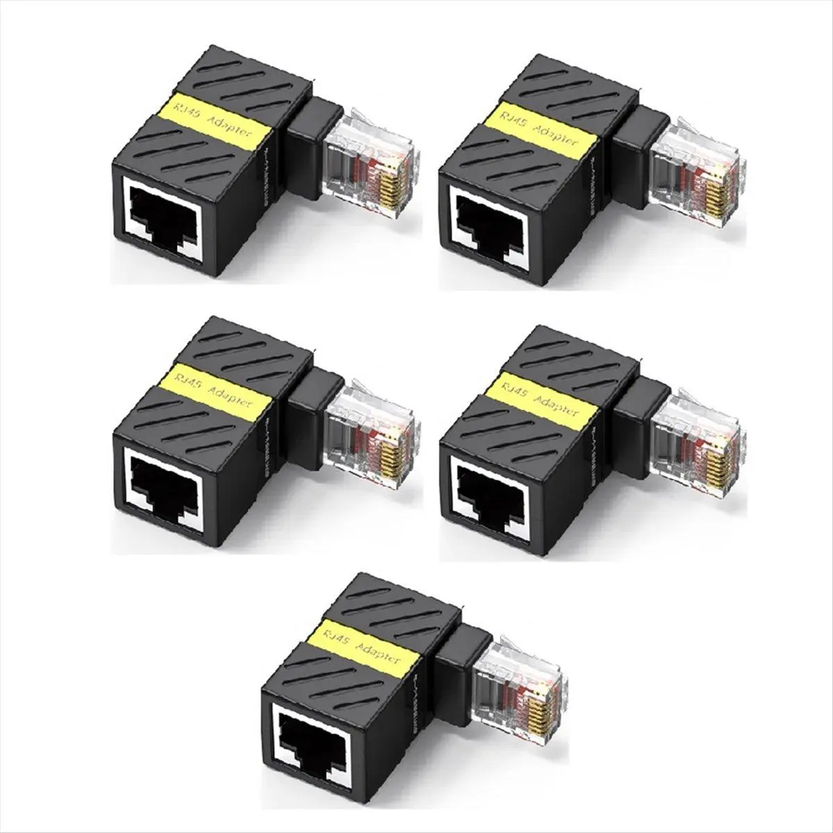 ABS RJ45 Male to Female 5 Gigabit Network Adapter - 360° Rotation, 90° Right Angle Elbow, 250MHz, 1000Mbps Transmission Rate, Universal Fit Home Supplies Converter, 5 Units