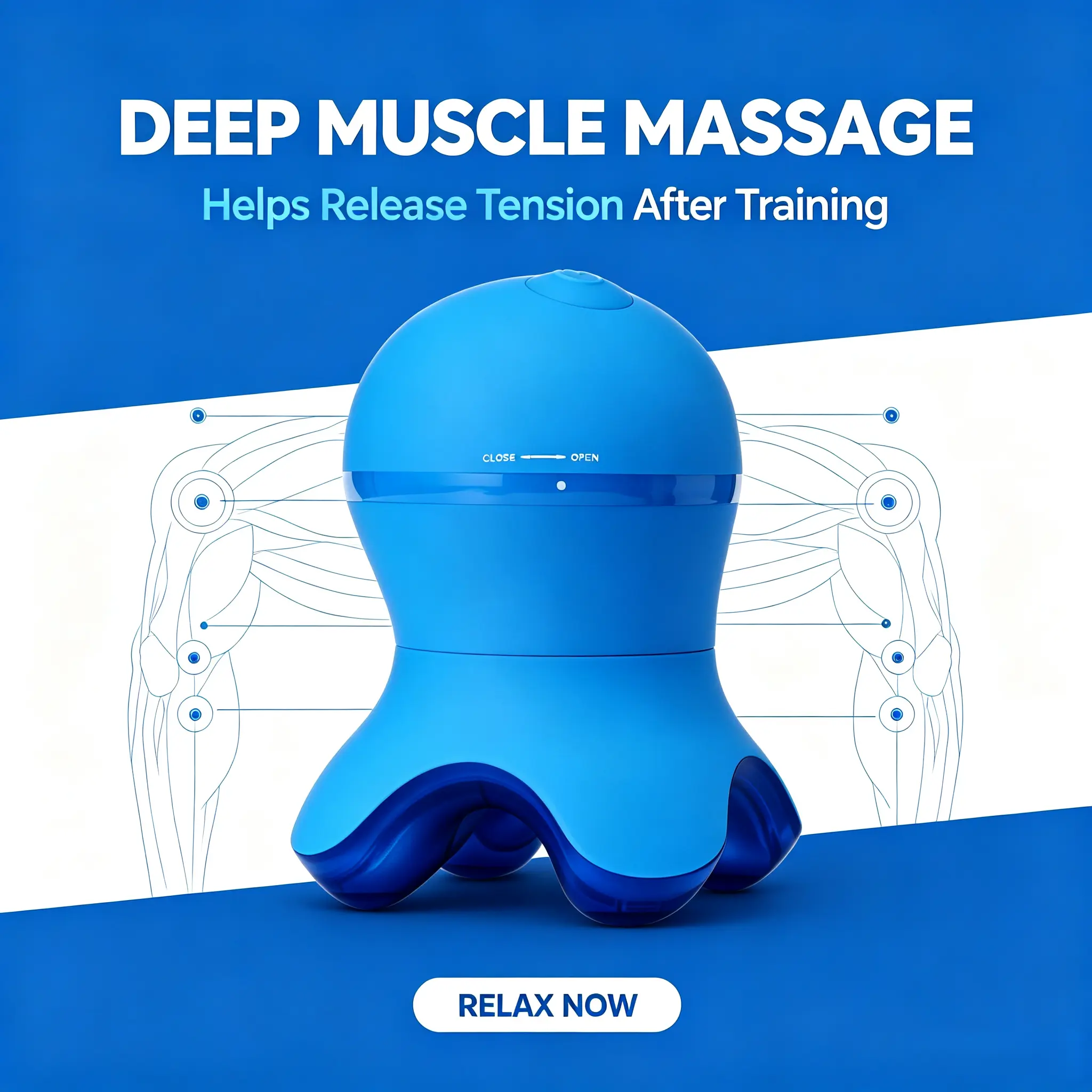 2026 New Octopus Mini Body Massager, Type-C Rechargeable Portable Muscle Massager for Neck Shoulder Pain Relief, Soreness Recovery After Workout, Blue & White Available  massagegun