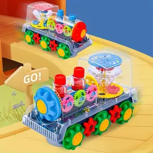 Electric Transparent Gear Train Toy, Cartoon Preschool Learning Toy, Interactive Light Music, Party Birthday Halloween Christmas Gift