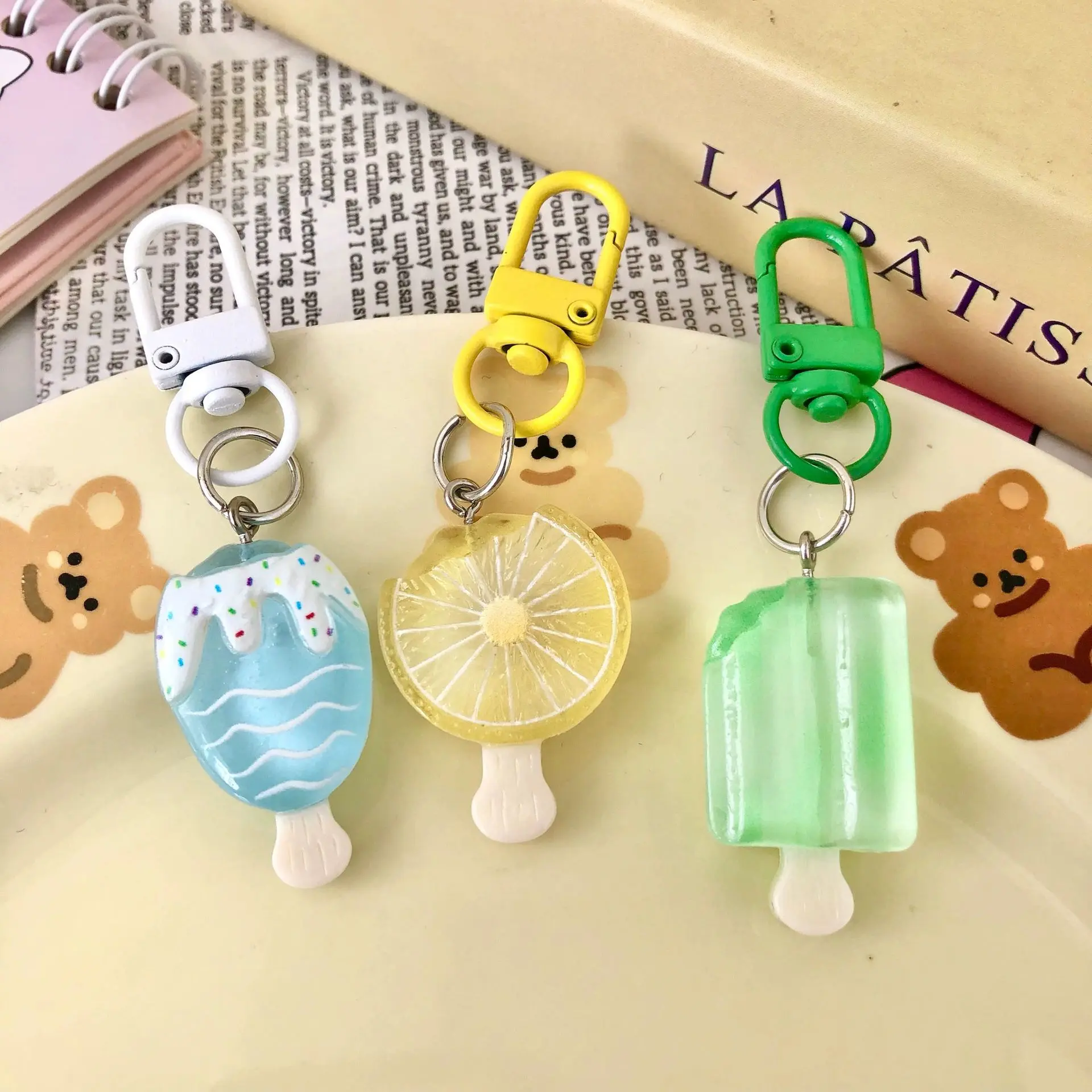 5/10Pcs Simulation Strawberry Ice Cream Popsicle Keychain For Bags Set Creative Fun Pendant Student Bag Pendant Girlfriend Gift Ornament