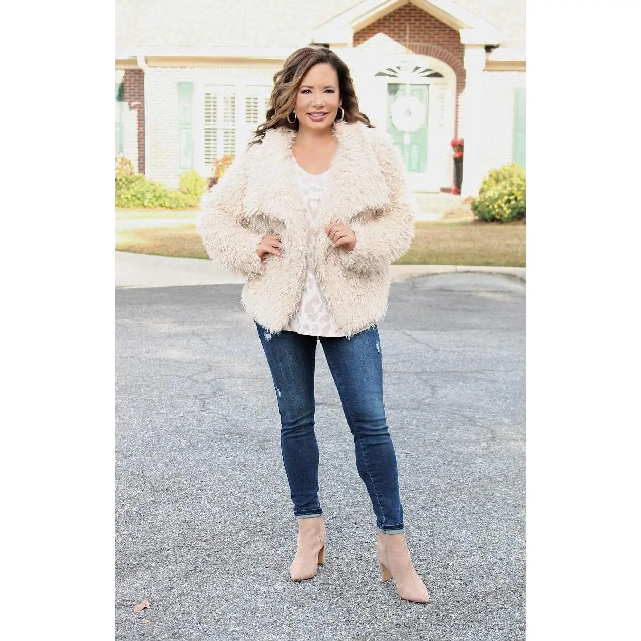 Disco Queen Faux Fur Coat - Cream