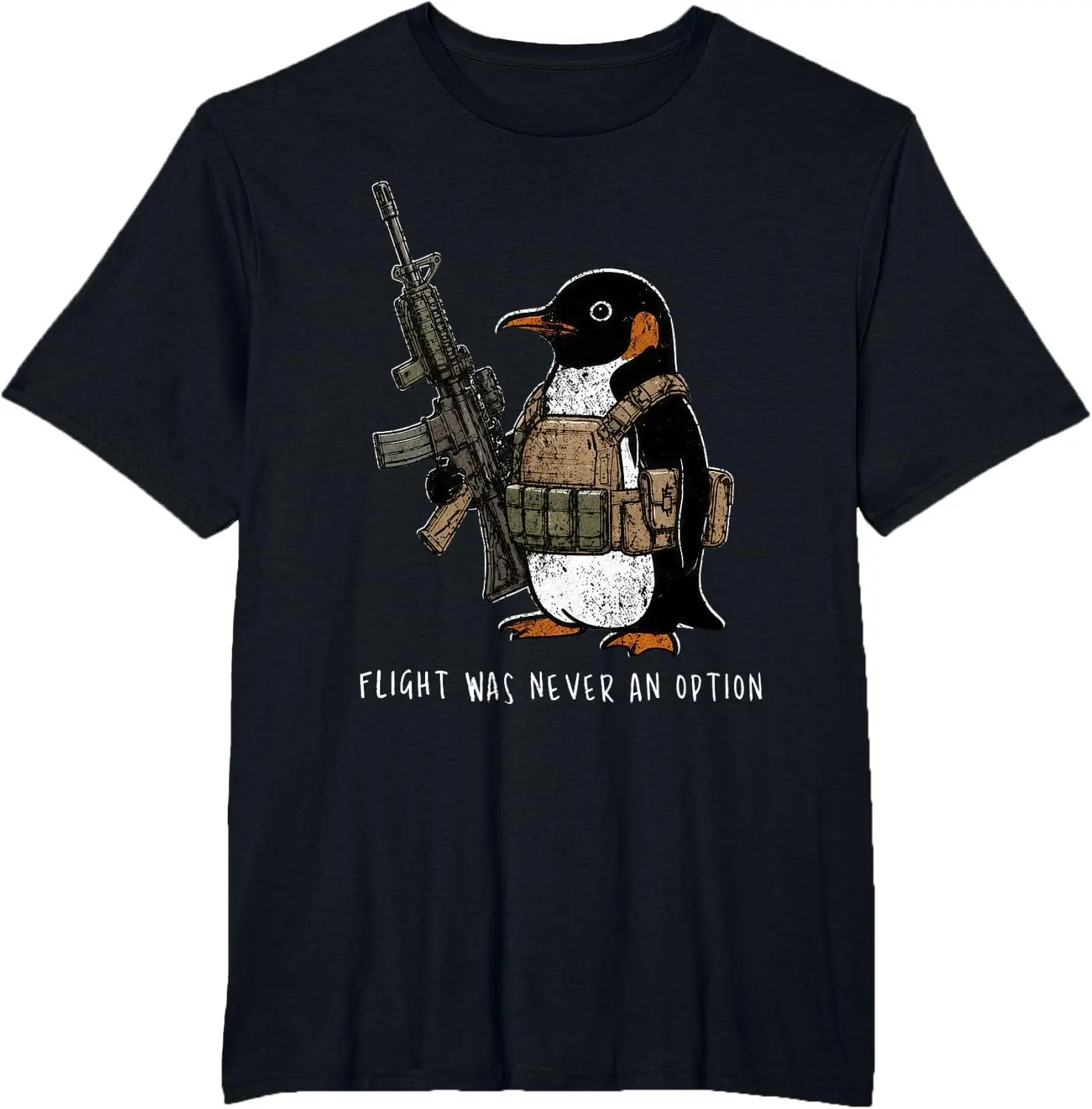 Tactical Penguin Shirt, Flight Was Never An Option Tee, Funny Military Animal Shirt, Armed Penguin Meme, Funny Gift For Him