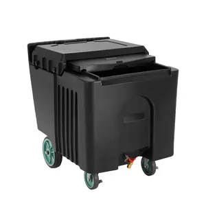 【Summervibes】VEVOR Commercial Ice Bin, 125 lbs Portable Ice Caddy, 31.5 x 22.8 x 29 inch Insulated Ice Carrier with 4 Wheels and Sliding Lid, Large Ice Bin for Catering, Kitchens, Bistros, Restaurants, and Bars