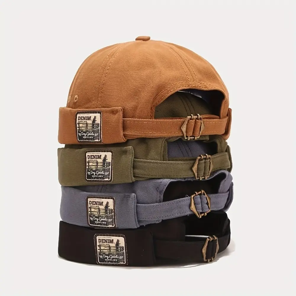 4 Pack Vintage Docker Cap Simple Trendy Brimless Hat Breathable Beanie Hats Adjustable Landlord Sailor Cap Unisex Hip Hop Hat