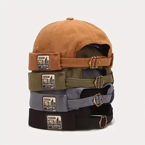 4 Pack Vintage Docker Cap Simple Trendy Brimless Hat Breathable Beanie Hats Adjustable Landlord Sailor Cap Unisex Hip Hop Hat