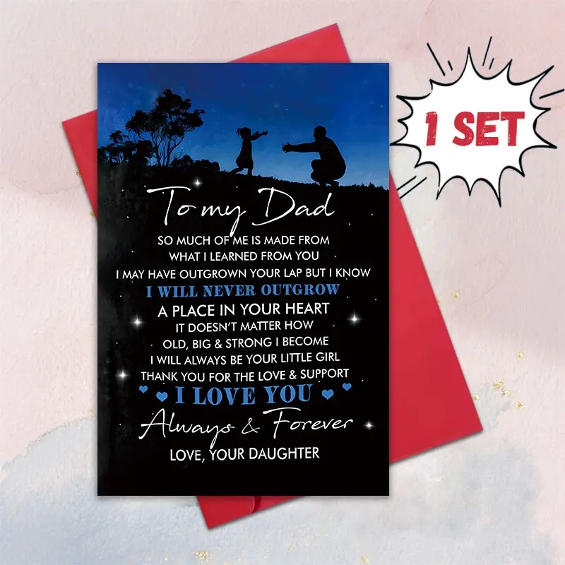 Father's Day Card From Daughter, Sentimental Dad Poem Card, Daughter To Dad Appreciation Gift, Night Sky Silhouette Father Card, Thank You Dad For Love And Support Card