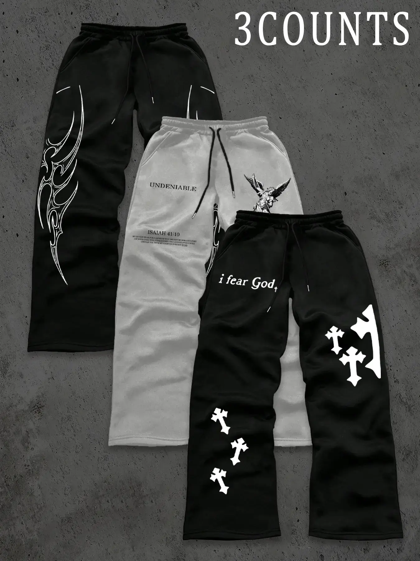 Trendy Street Style Drawstring Sweatpants Set, Casual Fashion, Comfortable Fit, All Occasion Versatile Pants, Sportswear, Printed Trousers