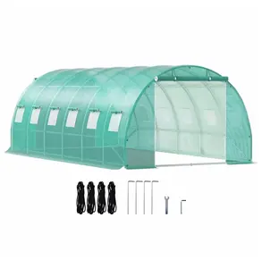 Walk-in Greenhouse 20x10x7 ft - Portable Plant  House with Galvanized Steel Frame, 3 Top Beams, 12 Roll-up Windows & 2 Doors Default