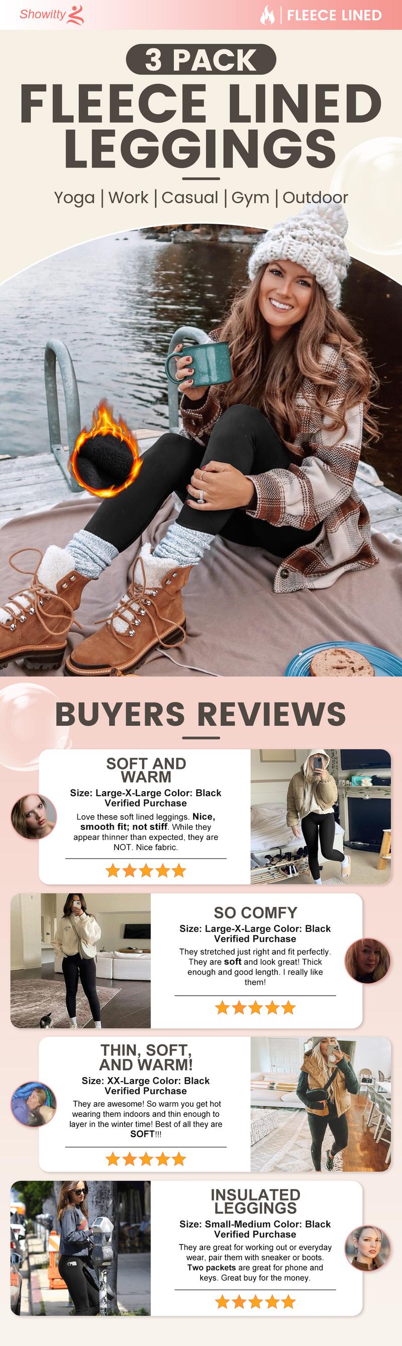 SHOWITTY Women's High Waisted 1/3 Pack Fleece Lined Leggings with Pockets – Thermal Warm Yoga Pants for Winter Workout & Everyday Wear #TikTokShopHolidayHaul SHOWITTY Women's High Waisted 1/3 Pack Fleece Lined Leggings with Pockets – Thermal Warm Yoga Pants for Winter Workout & Everyday Wear #TikTokShopHolidayHaul