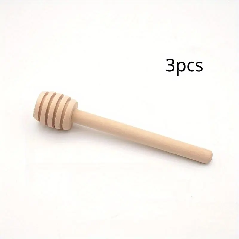 3pcs Natural Honey Stick - Wooden Stirring Stick for Coffee, Milk Tea, Jam, and More - Durable