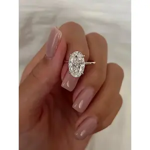 3CT Oval Cut Zircon Ring, Elegant Engagement Ring for Women, Fashion Jewelry for Party, Daily Clothing Decor, Trendy All-match & Exquisite Jewelry for Birthday Gift, Bridal Rings
