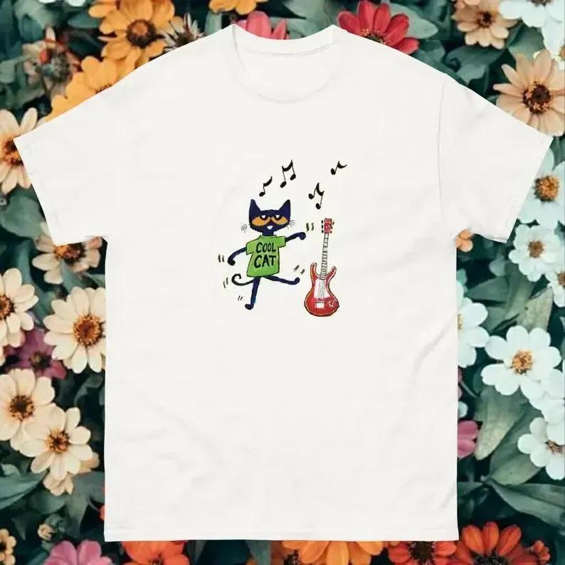 Youth & Adult Pete the Cat Dancing Tee Shirt, Childrens Book Nostalgia 90s Kid Funny Clothing, Gift for Woman and Man, USA-Made & Printed Apparel
