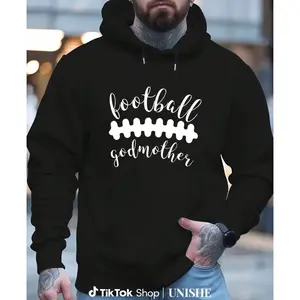 Unisex Long Sleeve Casual Hoodie – Football Godmother Graphic with Regular Fit