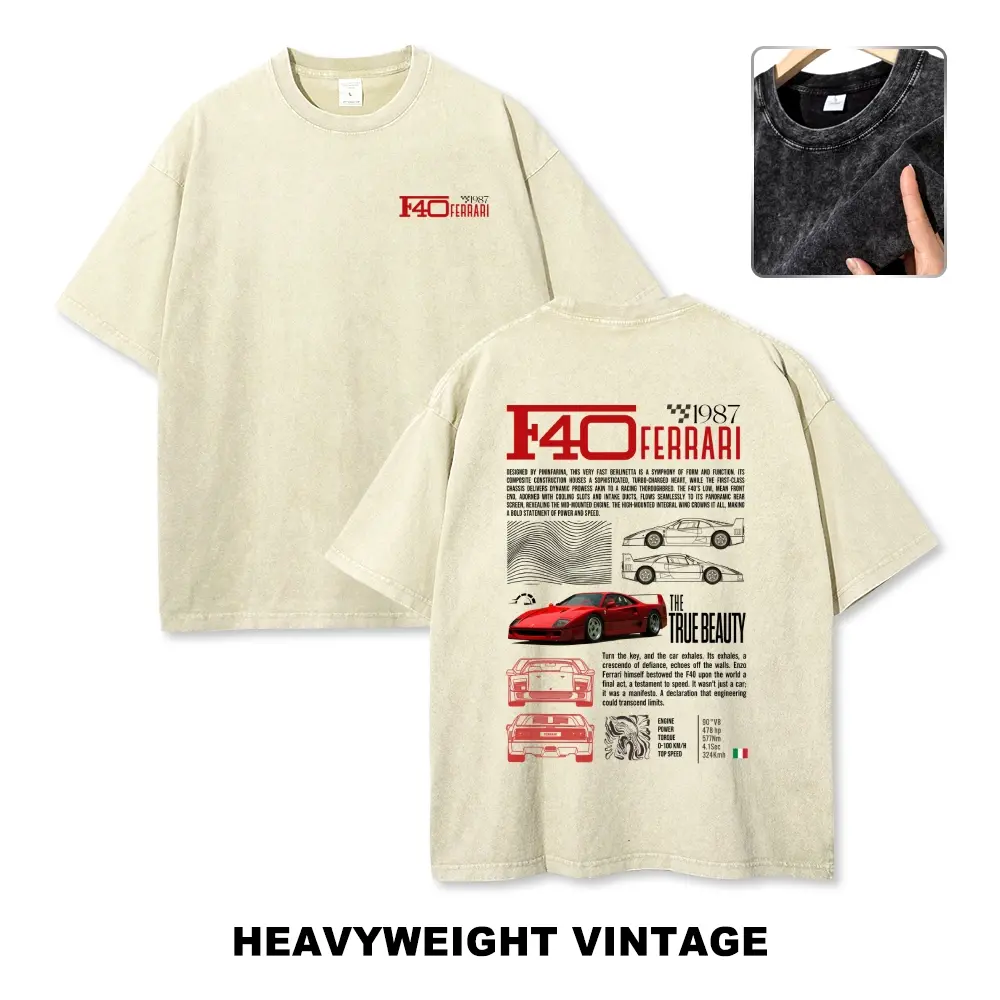 1987 Classic Supercar F40 Vintage Tee 90s Graphic Tees Men's t Shirts Graphic Tee t Shirts Funny Graphic Tee Good Graphic Tees Men's Graphic Tees Streetwear Outfits Men Vacation Outfits Oversized Tshirt Men