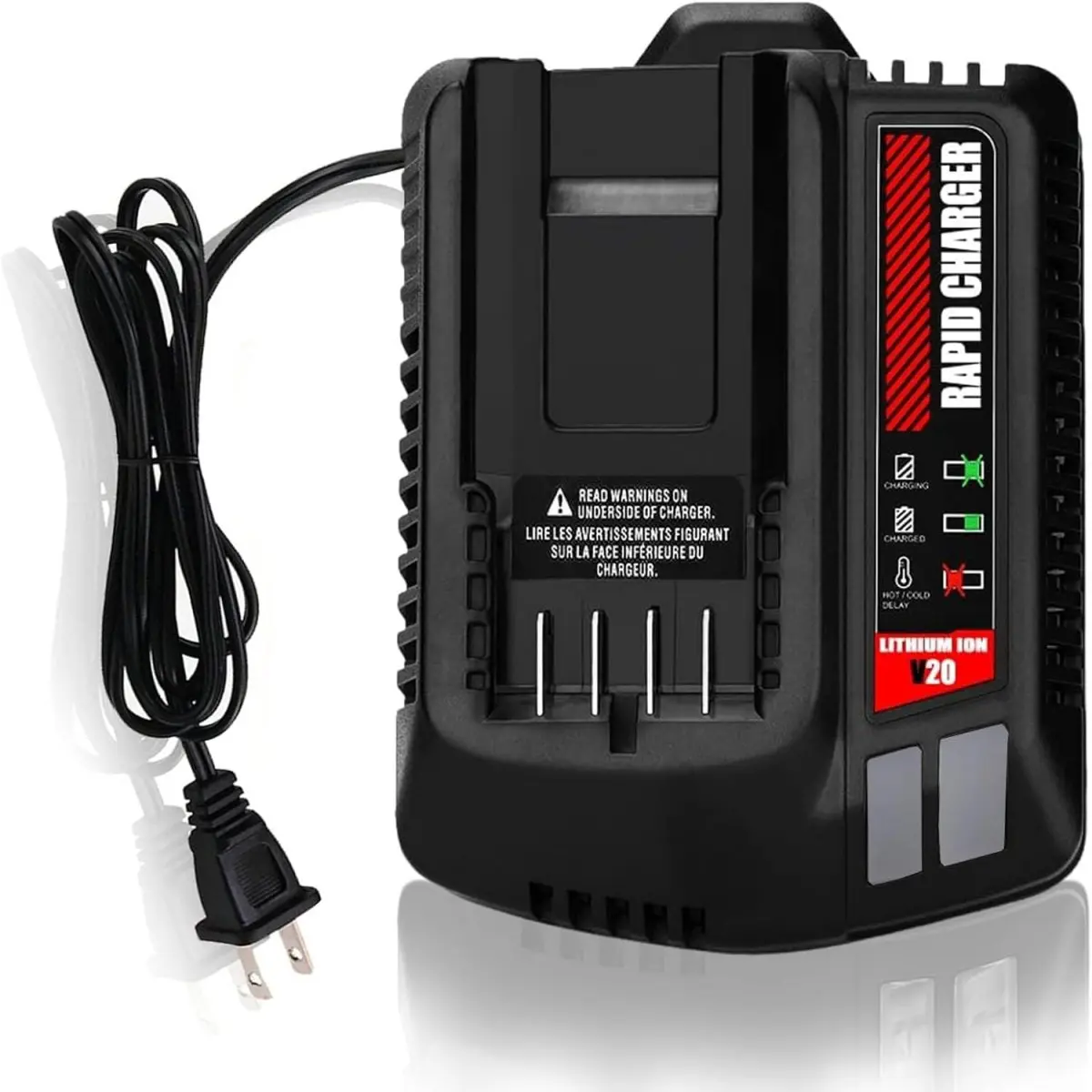 20V Max Li-Ion Battery Charger Replacement for Craftsman, 12V-20V Compatibility, Works with CMCB104 CMCB101 CMCB204 CMCB202 CMCB201 CMCB209 CMCB205 CMCB102 CMCB100, 100V-260V Input, FCC-Certified Power Tool Accessory, Lithium Ion, Compact, Over-Heat Prote