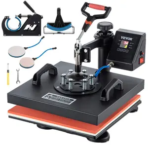 fathersdaygift VEVOR Heat Press, 5 in 1 15x 15 Inch Heat Press Machine, Dual LED Display Heat Press Machine, Multifunctional Sublimation, for T-Shirts, Swing Away Design