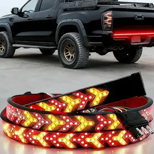 60-Inch Fishbone LED Tailgate Strip – Amber & Red Sequential Turn Signals, Brake & Running Lights, Waterproof IP67, Universal Dynamic Taillight Bar for Trucks, SUVs, Pickups, Cars, Easy to Install, Exterior Decor Accessories