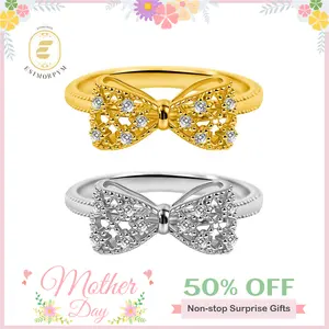 EOM 18K Gold-Plated Moissanite Dreamy Bow Ring Eternal Knot Ring Jewelry Perfect Birthday Engagement Wedding Anniversary Christmas Gift mothersdaygift
