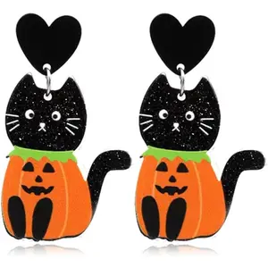 Halloween Theme Funny  Cartoon Earrings Creative Punk Pumpkin Ghost Skull  Bottle  Dangle Earrings Creative Nightclub  for Women Halloween Costume Party Exaggeration Accessories