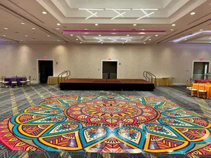 Custom Mandala Sangeet Ceremony Indian Dance Floor Wrap Removable Gloss Vinyl for Large Banquet Halls and Indoor Venues Intricate Design Full-Color Print Easy Installation