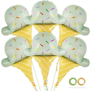 6 Pcs Giant Ice Cream Foil Balloons for Party Decorations - Ice Cream Cone Balloons for Birthday, Shower, Summer, Hawaii Themed Parties