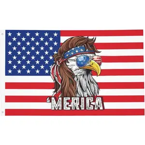 Eagle Mullet Merica Flag – 3x5 Ft Outdoor/Indoor Durable Polyester Funny 4th of July Patriotic Banner | Flag 3.5ft For Home Decoration, Outdoor & Garden
