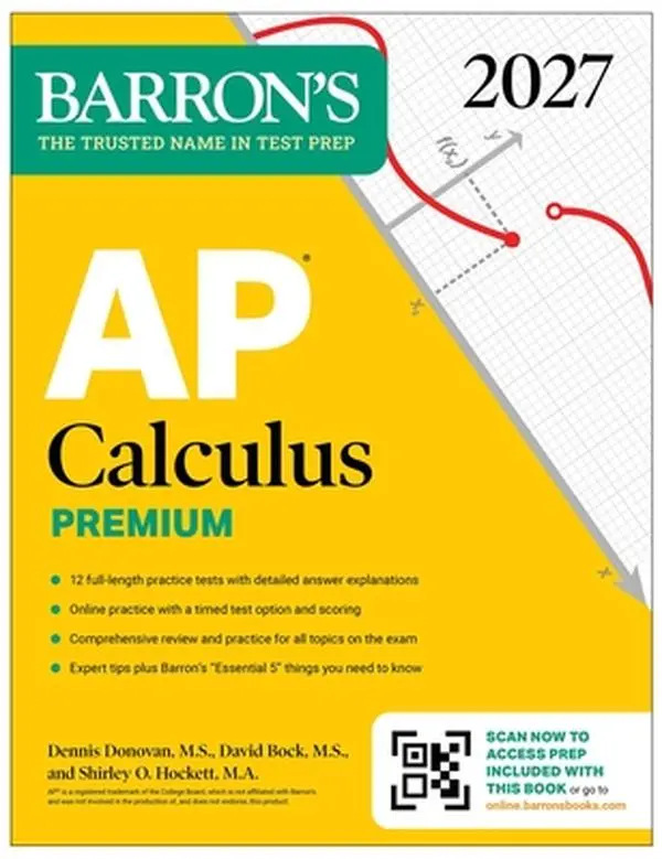Barron's AP Calculus Premium 2027 English Latest Edition Paperback Book: 12 Practice Tests, Comprehensive Review, Online Practice - David Bock
