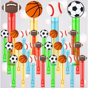 24 pcs baseball football soccer basketball mini bubble makers wand bulk set features sport ball bubbles stick party favor perfect as outdoor sport game toy for kids boy birthday gift pool party game and student reward