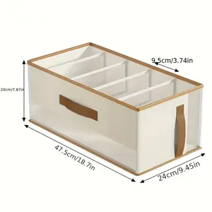 Storage Box, 5-Grid Organizer with Multi Compartment Design for Clothes & Bags, Stackable Drawer Insert for Closet Organization