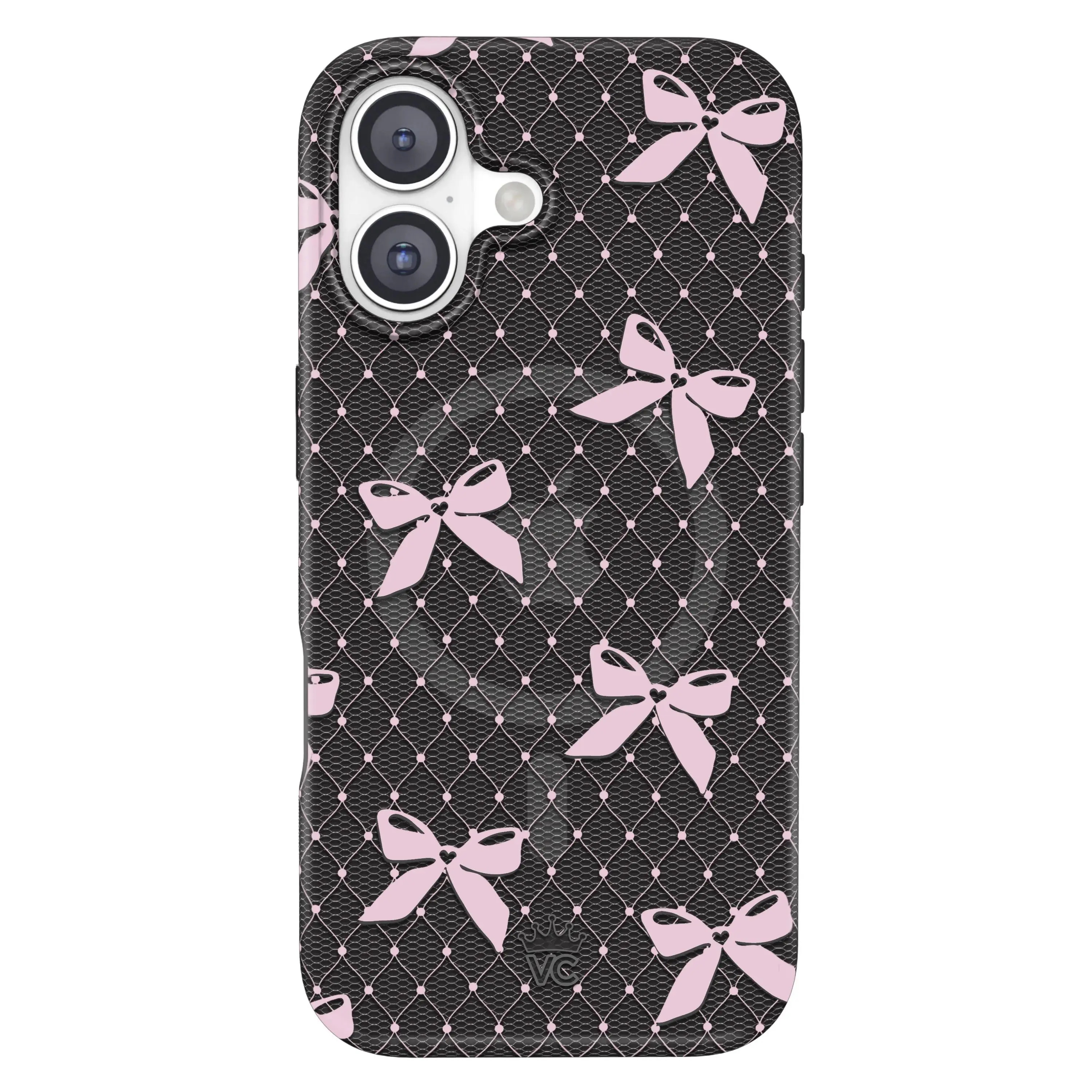 Velvet Caviar Lacy Pink Bows iPhone Casing - Cute Smartphone, Cellphone, Handheld Devices Case with Durable Shockproof Protection, Stylish Design, Accessories